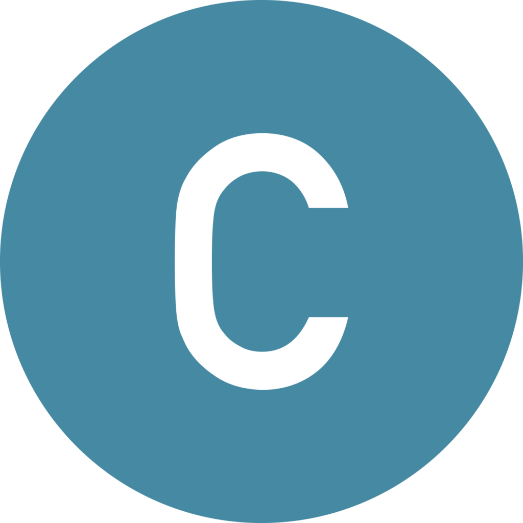 C-siiven symboli sinisellä pohjalla